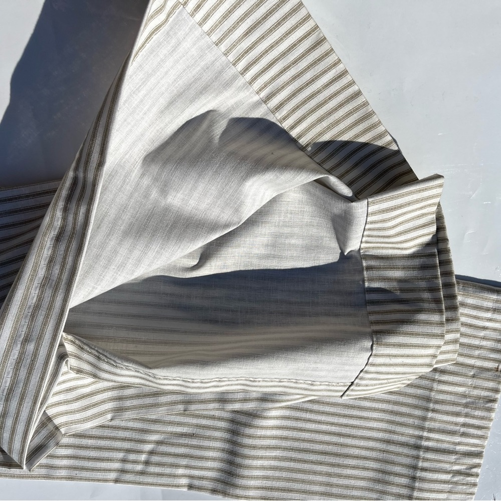 Six Country Curtains - tan ticking stripe.